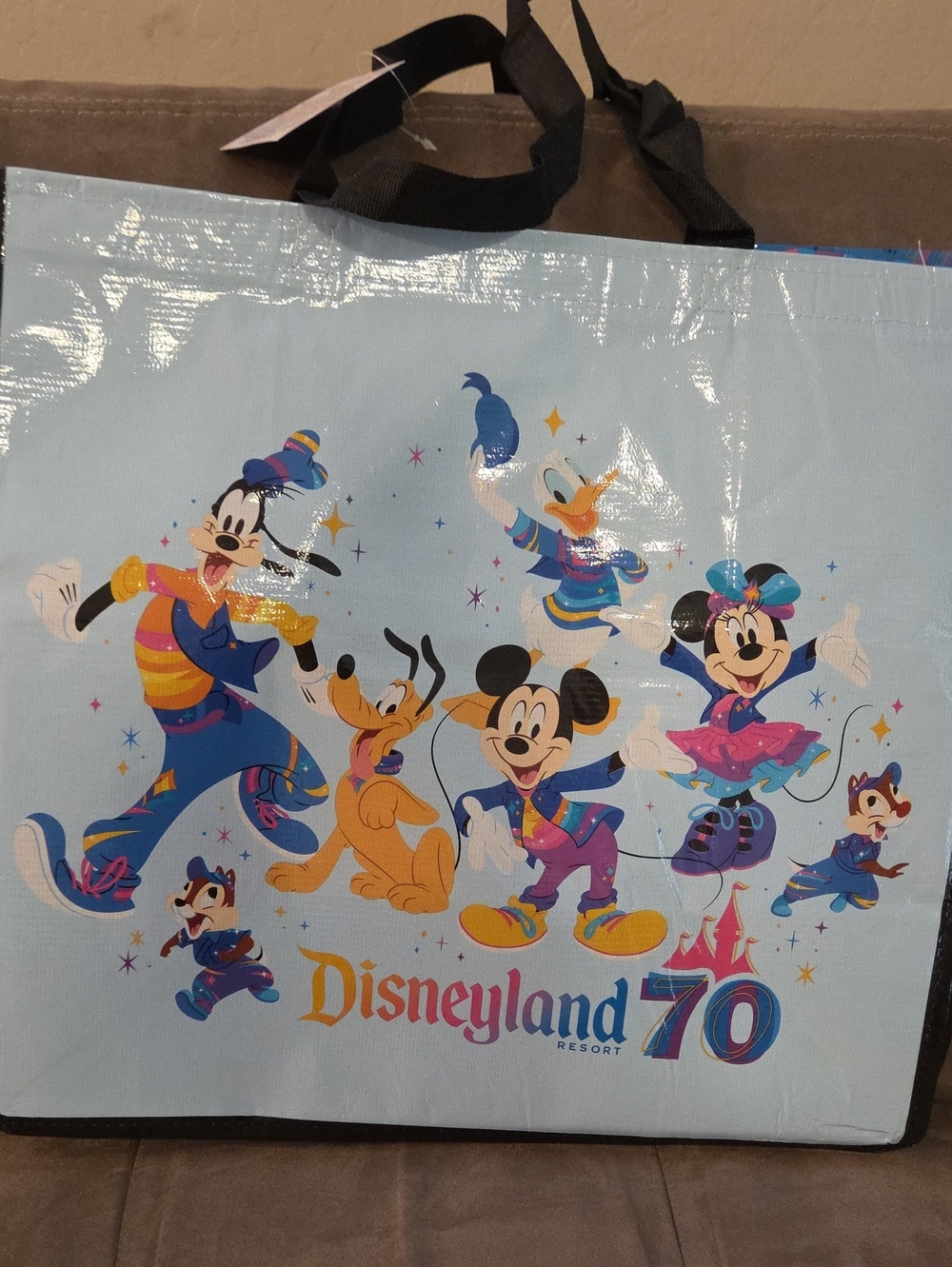 Disney Disneyland 70 Light Blue Character Tote with Mickey & Friends